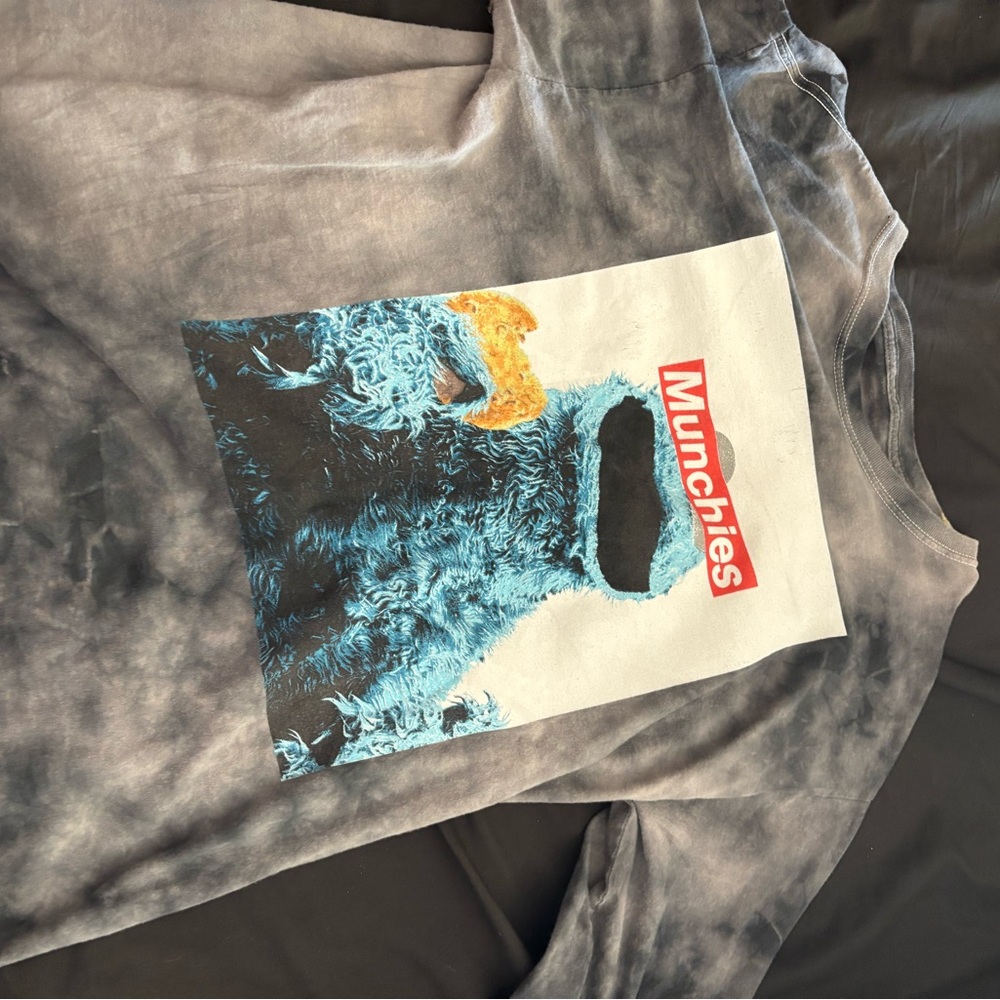 Grey tie-dye Cookie Monster Munchies Longsleeve